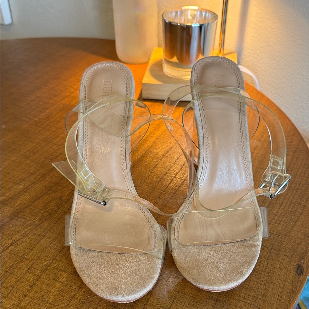 Dunes Women's Nellie Lucite Heel Sandal +Memory Foam Insoles Size 9.